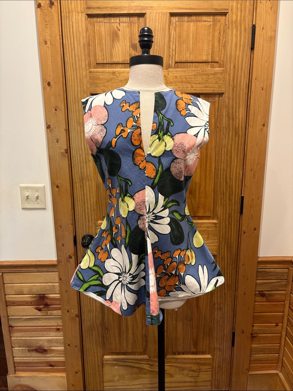 Marni Blue Floral Peplum Sleeveless Top